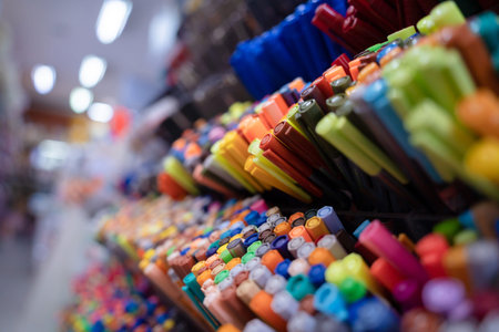 Background of lots assorted colorful marker pen setの写真素材