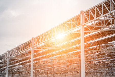 Large electrical power plant with many rows of solar photovoltaic panels