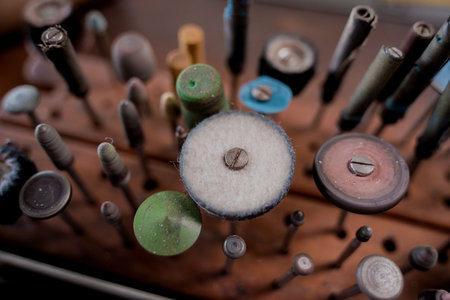 Instruments kit in a large workshop for the manufacture of handmade jewelry