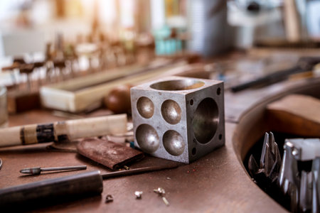 Instruments kit in a large workshop for the manufacture of handmade jewelryの写真素材