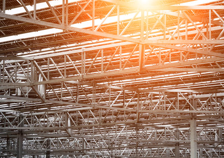 Large electrical power plant with many rows of solar photovoltaic panelsの写真素材