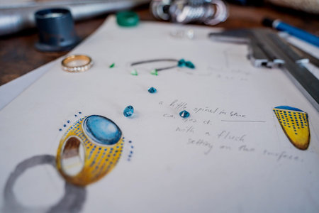 Instruments kit in a large workshop for the manufacture of handmade jewelry