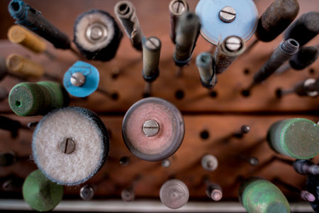 Instruments kit in a large workshop for the manufacture of handmade jewelryの写真素材