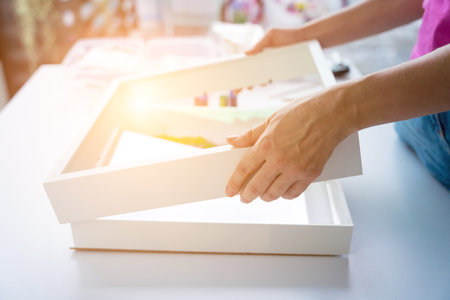 The process of making the art decor of epoxy resin, natural stones and mossの写真素材