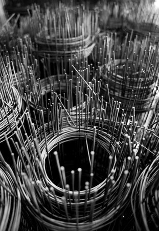 A rolls of wire mesh in the showroom of a large store.の写真素材