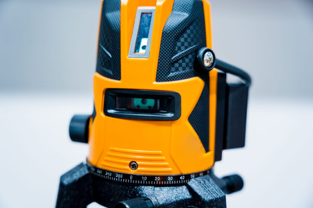 The new theodolite on a tripod at the shop