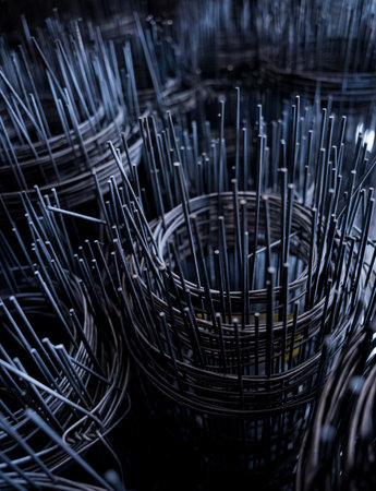 A rolls of wire mesh in the showroom of a large store.の写真素材