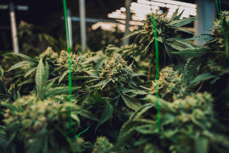 Premium cannabis plants in a greenhouse ready for harvest.