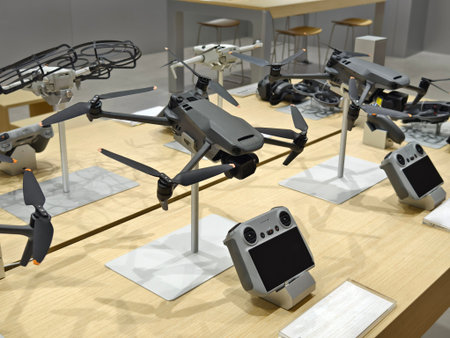 Modern drone for video and photo in the light store