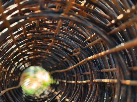Background of metal bars at the construction site