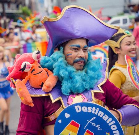 PHUKET, THAILAND - June 29, 2024: Pride Parade in Phuket downtown