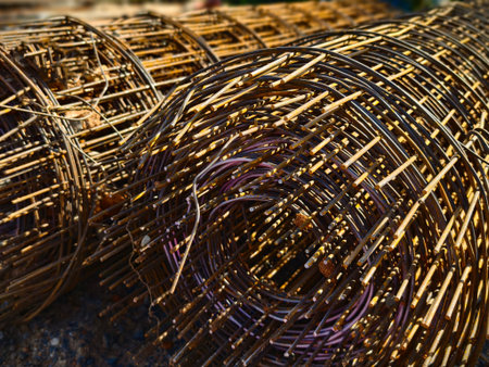 Metal bars arranged stack at the construction site