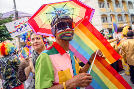 PHUKET, THAILAND - June 29, 2024: Pride Parade in Phuket downtownのeditorial素材