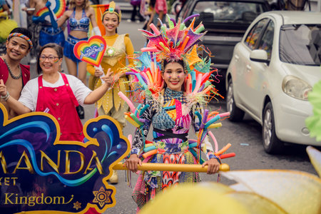 PHUKET, THAILAND - June 29, 2024: Pride Parade in Phuket downtown