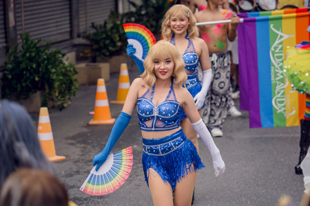 PHUKET, THAILAND - June 29, 2024: Pride Parade in Phuket downtown