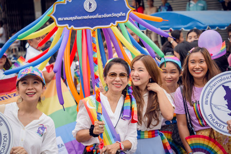 PHUKET, THAILAND - June 29, 2024: Pride Parade in Phuket downtownのeditorial素材