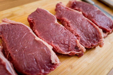 Raw fillet beef meat for steaks on the cutting board