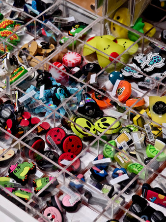 PHUKET, THAILAND- JUNE 01, 2024: The store offers a variety of crocs in different colorsのeditorial素材