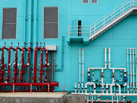 Header pipes valve zone and fire alarm control system at industrial plants