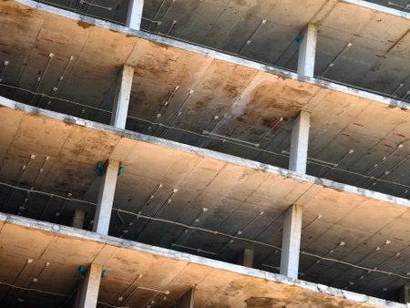 A new modern multi-storey residential building under constructionの写真素材