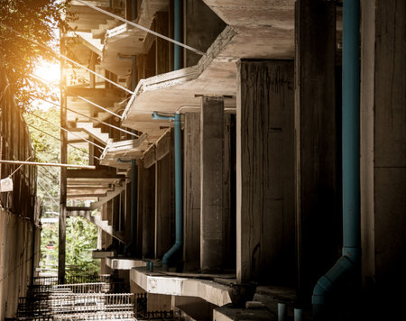 A new modern multi-storey residential building under constructionの写真素材