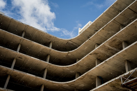 A new modern multi-storey residential building under constructionの写真素材