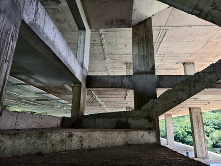 A well constructed set of stairs with concrete elementsの写真素材