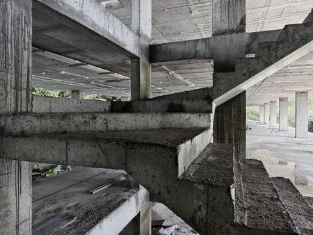 A well constructed set of stairs with concrete elementsの写真素材