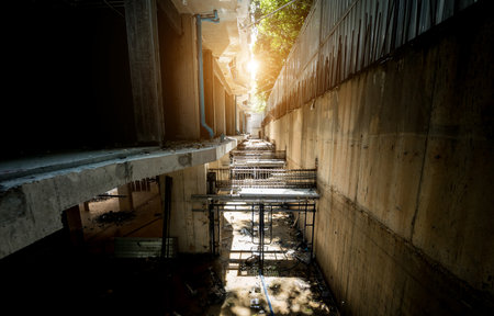 A new modern multi-storey residential building under constructionの写真素材