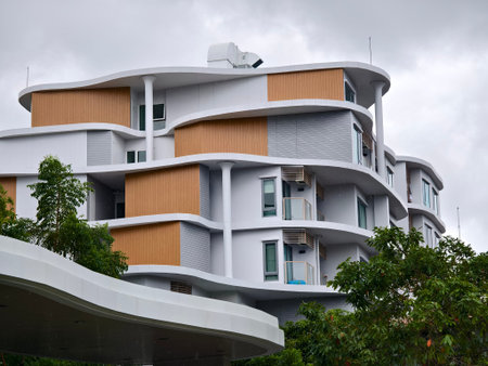 Detailed view of windows, doors and balconies of city buildings