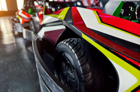New electric go karts in the modern indoor racing track
