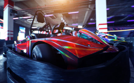 New electric go karts in the modern indoor racing track