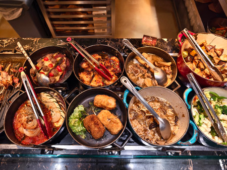 A large and diverse buffet that includes a wide variety of different types of delicious food.の写真素材