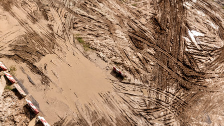 Aerial view of development of new road construction or overpass under construction