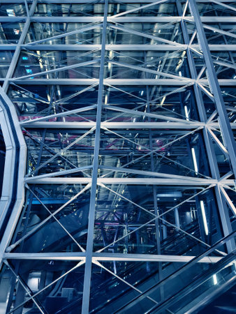 Modern architectural framework with glass and steel structure