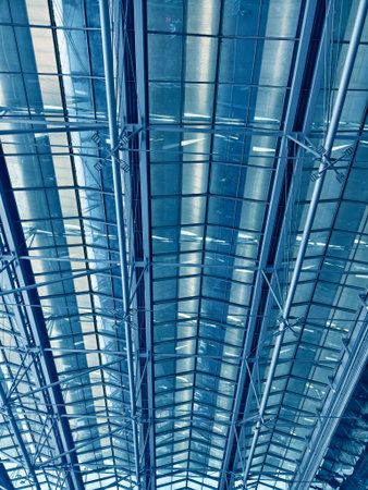 Modern architectural framework with glass and steel structure
