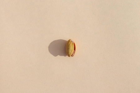 pistachio with a hard shadow on a colored background pattern