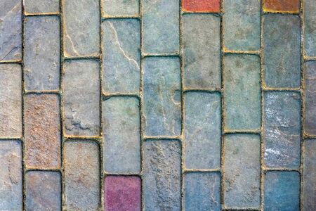 masonry wall paving stones close up backgroundの写真素材