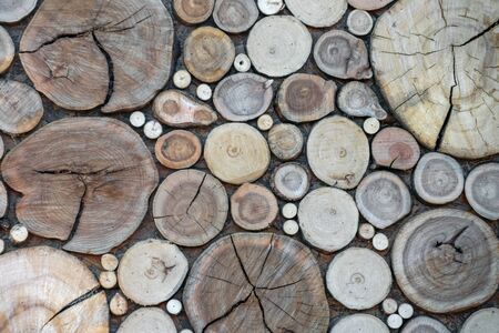 sawn wood on the wall as a background. High quality photoの写真素材