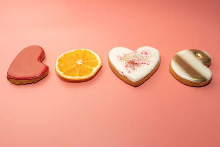 the word love is laid out from ginger cookiesの写真素材