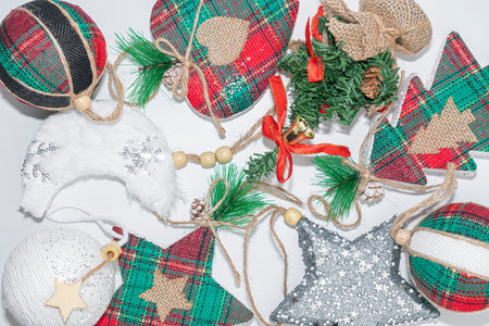Christmas decorations on a white background close-up