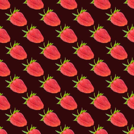 seamless strawberry pattern on dark red backgroundの写真素材