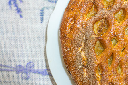 apple pie close-up beautiful photo top viewの写真素材