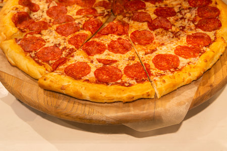 pizza on a blackboard close-up with blurの写真素材