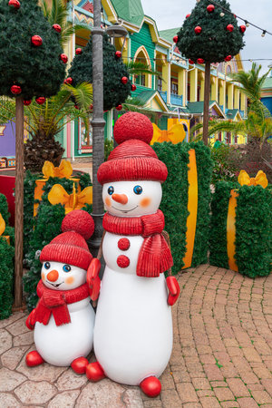 New Years Christmas snowman as a close-up decorationの写真素材