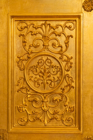 the pattern on the antique wooden doorの写真素材