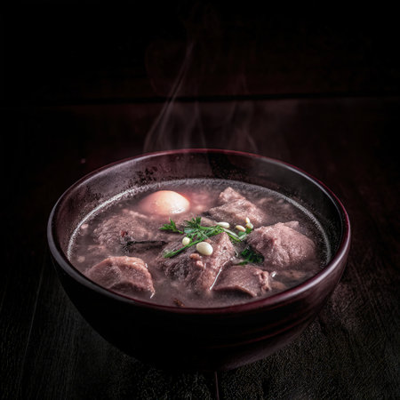 Delicious Nilaga Beef Soup Served Hot With Fresh Ingredients in a Bowl. Generative AIの素材