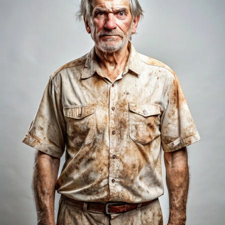 Person Wearing the Same Dirty Outfit Daily While Adhering to Virz Standard Scale. Generative AIの素材