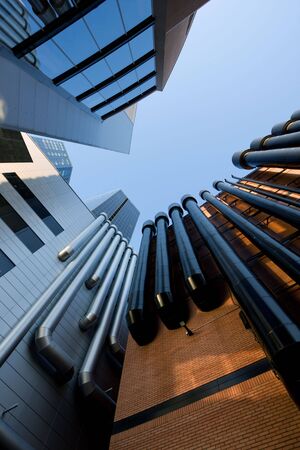 Urban buildings with tubesの写真素材