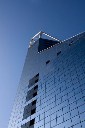Bank building and blue skyの写真素材